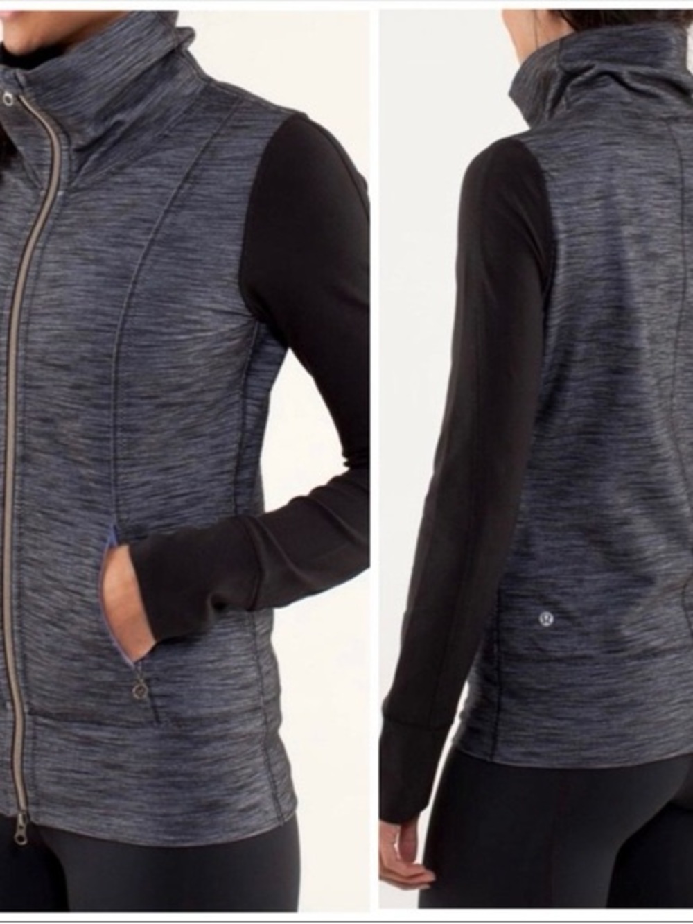 Lululemon Daily Yoga Jacket Slub Denim Black Sz 6